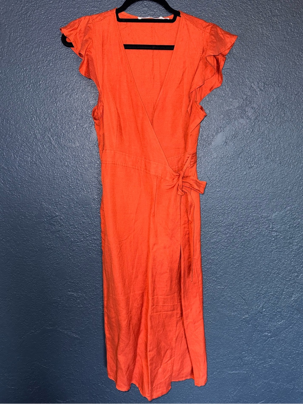 ASTR THE LABEL Wrap Dress with pockets Size XS RUST colored Linen Retro